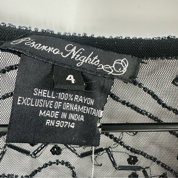Pisarro Nights Beaded Bolero Shrug Evening Jacket Size 4 Black Mother of Bride - Picture 3 of 10